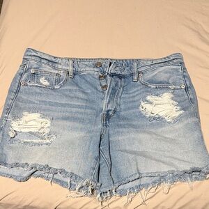 American Eagle Light Wash Distressed Jean Shorts